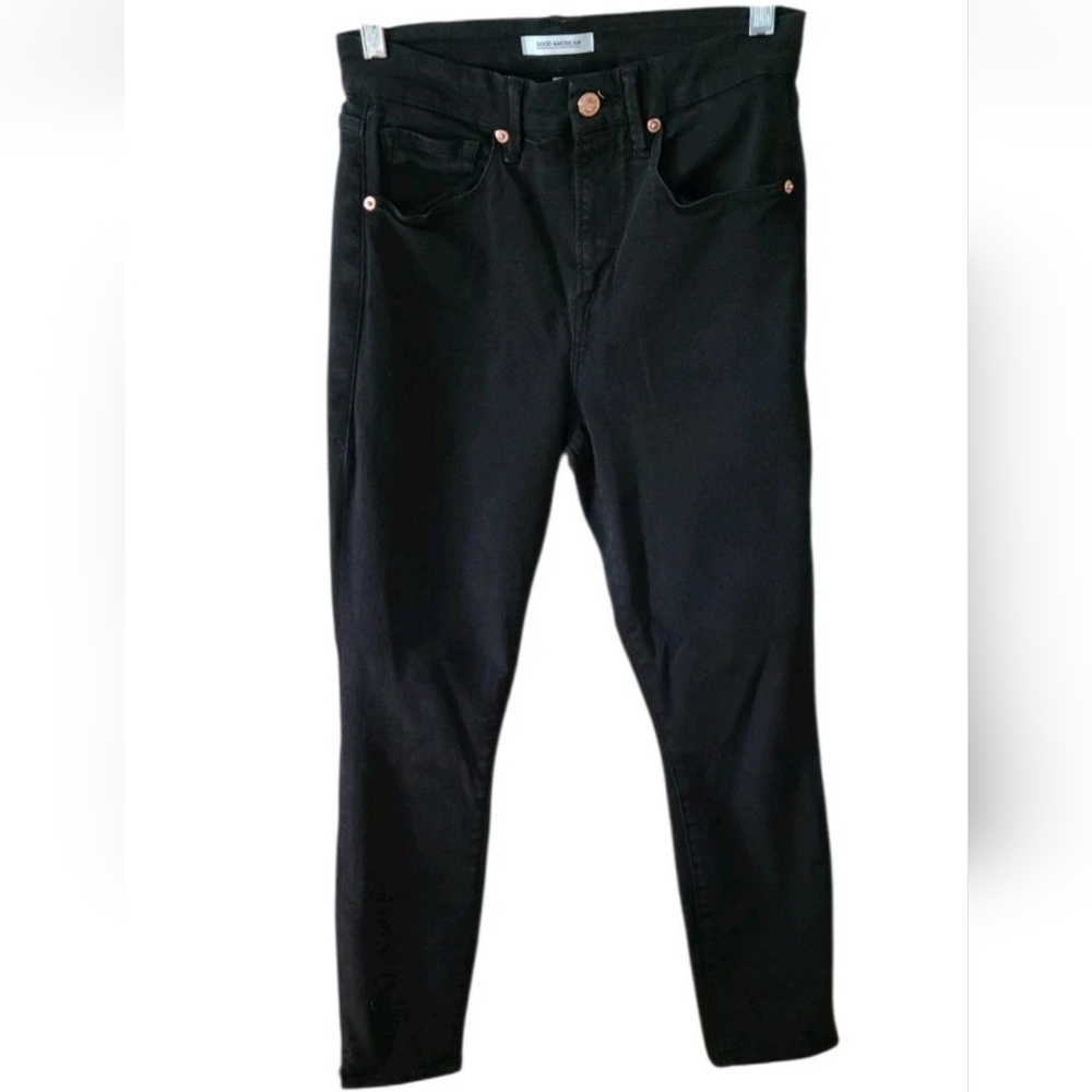 Good American Jeans Womens Size 29 8 Good Waist Crop Black Stretchy High Rise